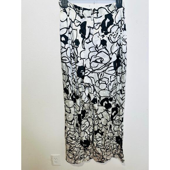 RONNY KOBO Black White Floral Printed Beachy Front Zip Button Fly Trouser Size 6 - Picture 6 of 14